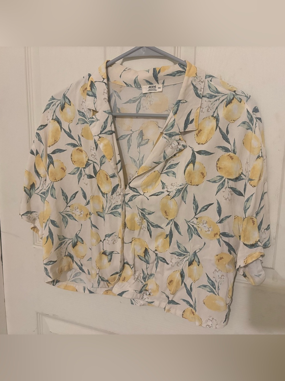 Ardene Cream Blouse with Yellow Lemon Print